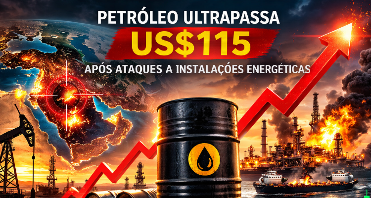 Petróleo dispara e ultrapassa US$115 após ataques a instalações energéticas no Oriente Médio