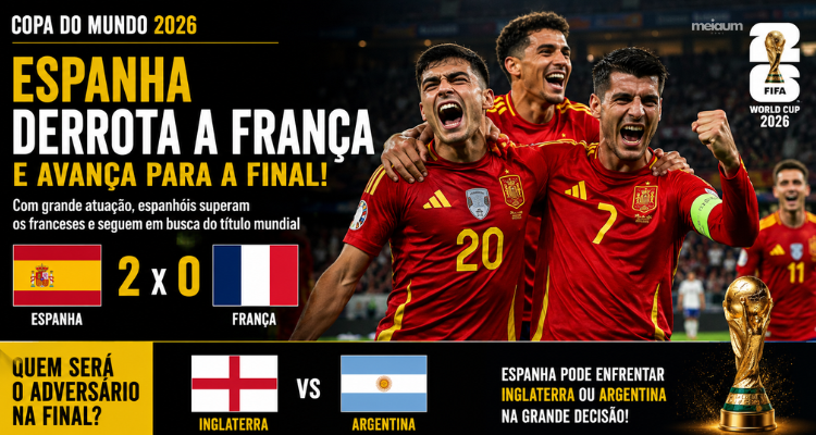 Espanha derrota a França e avança para a final da Copa do Mundo de 2026; decisão será contra Inglaterra ou Argentina
