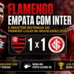 Flamengo empata com Internacional e vê liderança continuar distante no Brasileirão 2026