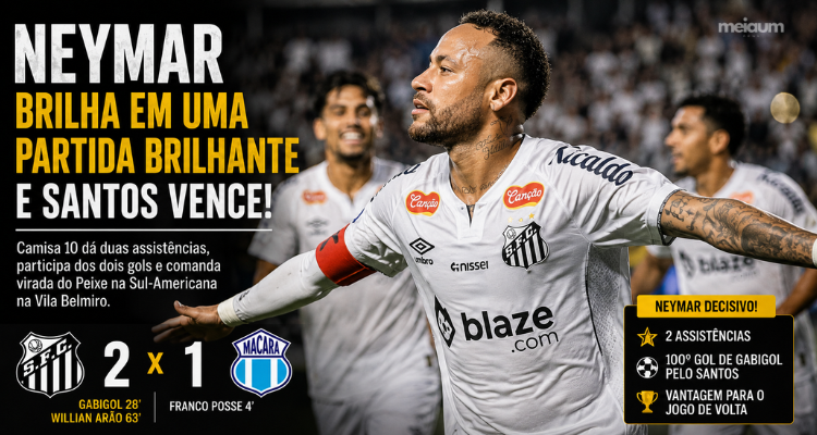 Neymar dá show de assistência, Santos vira sobre o Macará e larga na frente na Sul-Americana