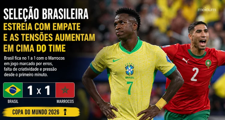 Seleção Brasileira estreia com empate diante do Marrocos e aumenta clima de pressão na Copa do Mundo