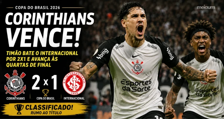 Corinthians vence o Internacional por 2 a 1 e garante vaga nas quartas de final da Copa do Brasil