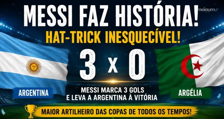 Messi faz história com hat-trick e leva Argentina à vitória sobre a Argélia na Copa do Mundo