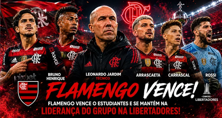 Flamengo vence o Estudiantes no Maracanã e segue firme na liderança da Libertadores