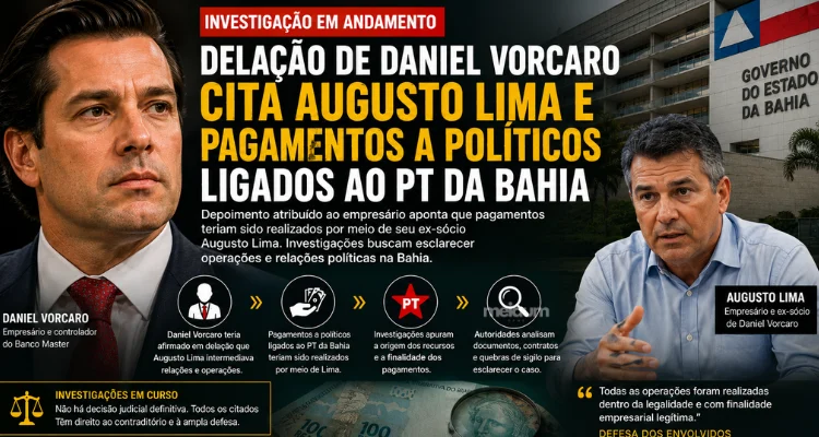 Daniel Vorcaro cita Augusto Lima em depoimento e amplia debate sobre supostas relações políticas na Bahia
